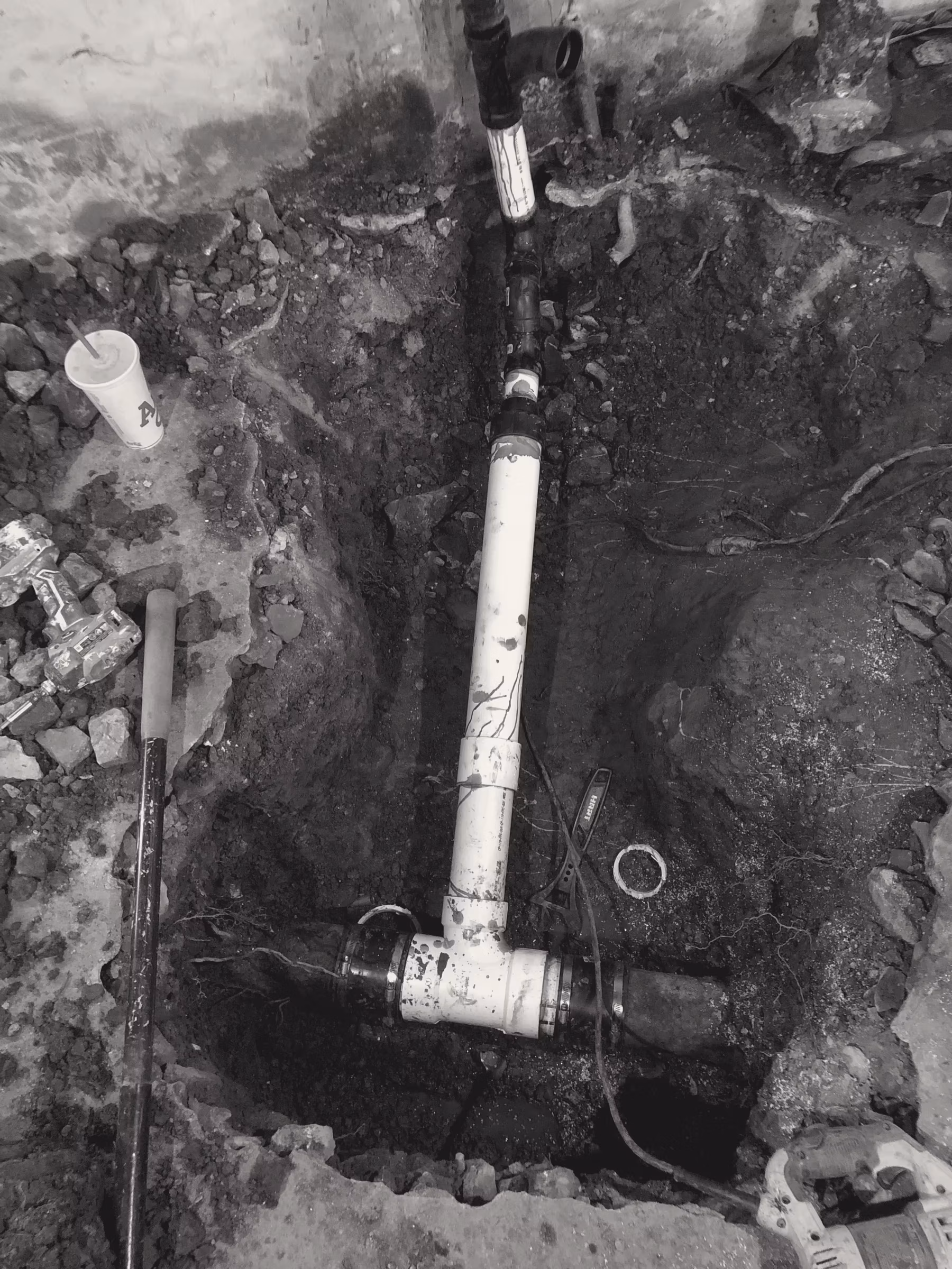 Plumbing · DWV stack · trench rough-in